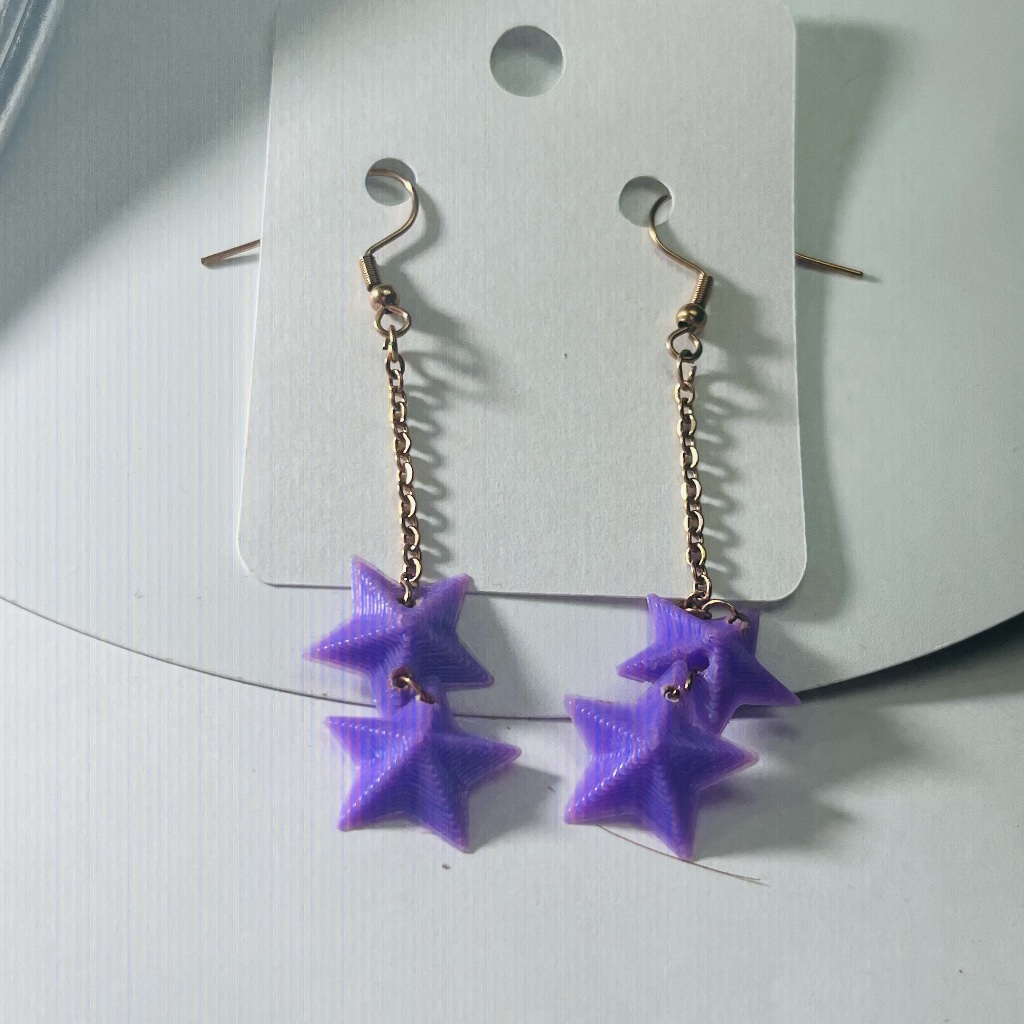Long 3d Star Hook Earrings New